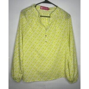 Macbeth Collection By Margaret Joseph Long Sleeve Half Button Blouse Size Small